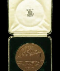 RMS Queen Mary Maiden Voyage Royal Mint Bronze Medal 1936 – Original RM Silk Lined Box
