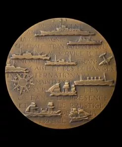 France Marcel Renard Bronze Compagnie Générale Transatlantique Centenary 1855 – 1955 Bronze Medal